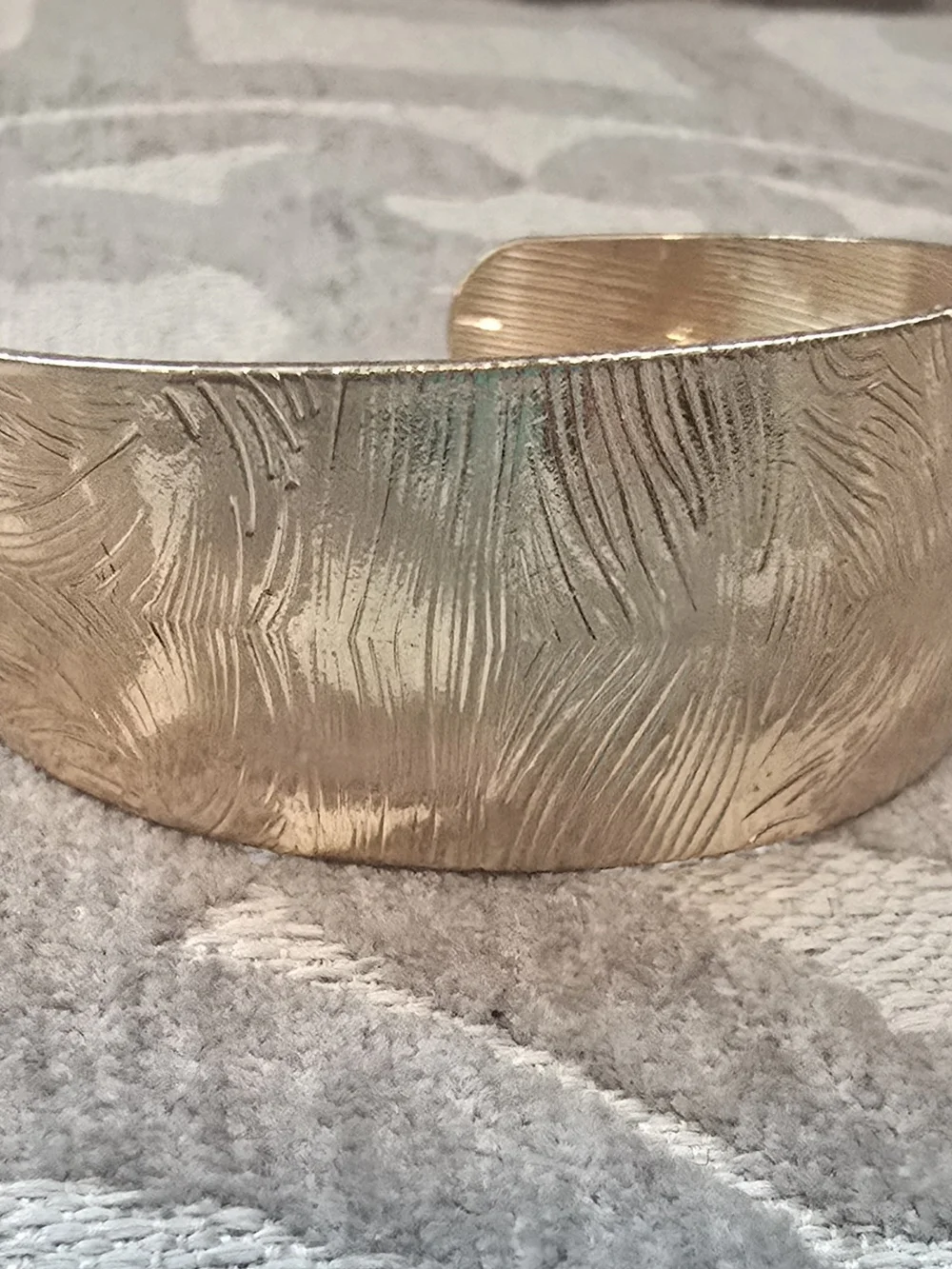 Gold Textured Cuff Bracelet - Unbranded